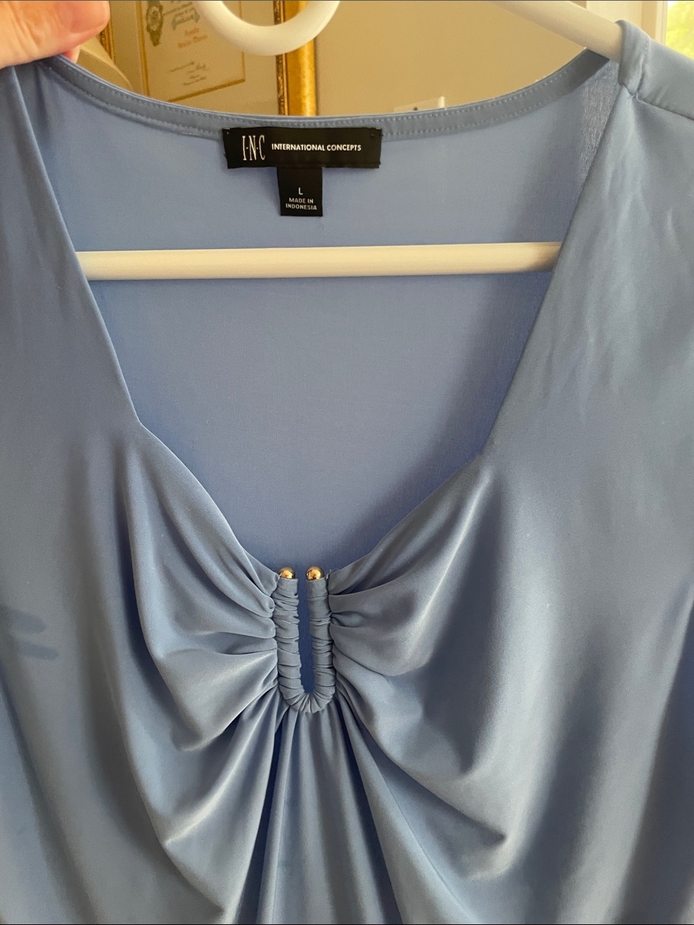 INC International Concepts Light Blue Sleeveless V-Neck Top